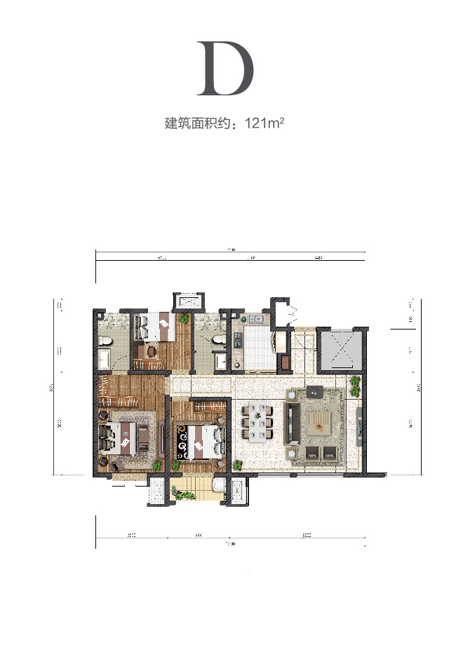 大发88中环云著121㎡户型图