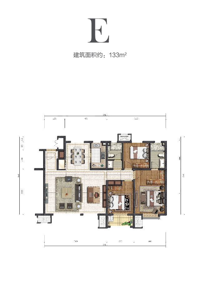 大发88中环云著133㎡户型图